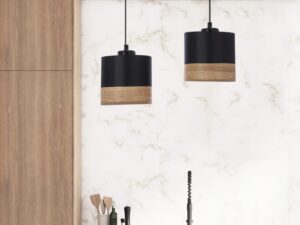Miniaturka 1 - Dwupunktowa lampa wisząca Zenala nad jasną wyspą kuchenną