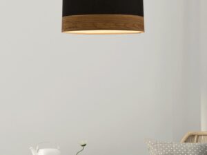 Miniaturka 1 - Lampa wisząca Zenala z czarnym abażurem i fornirem 30 cm – zdjęcie 2