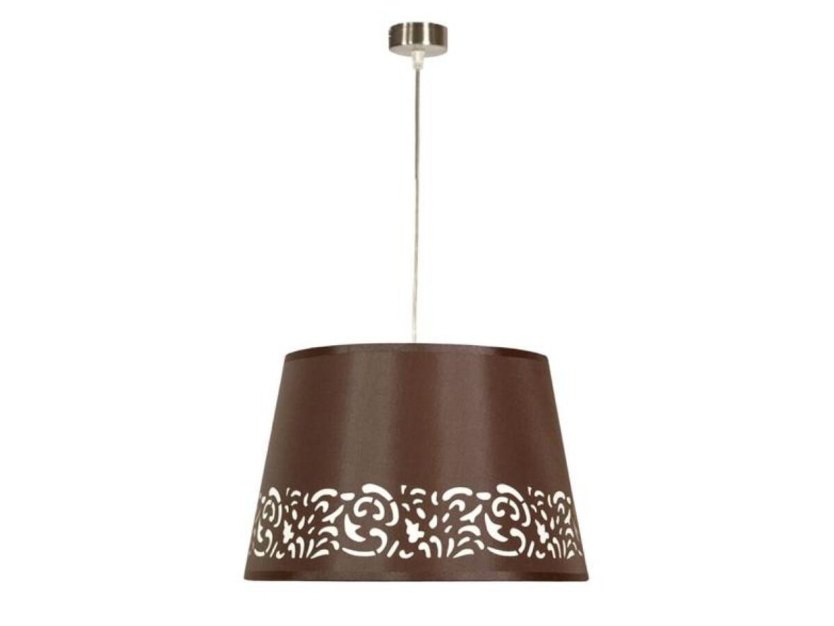 Lampa wisząca Zenamino 35 cm z ażurowym brązowym abażurem