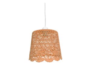 Miniaturka 1 - Pomarańczowa lampa wisząca Zenaseta z plecionym ażurowym abażurem