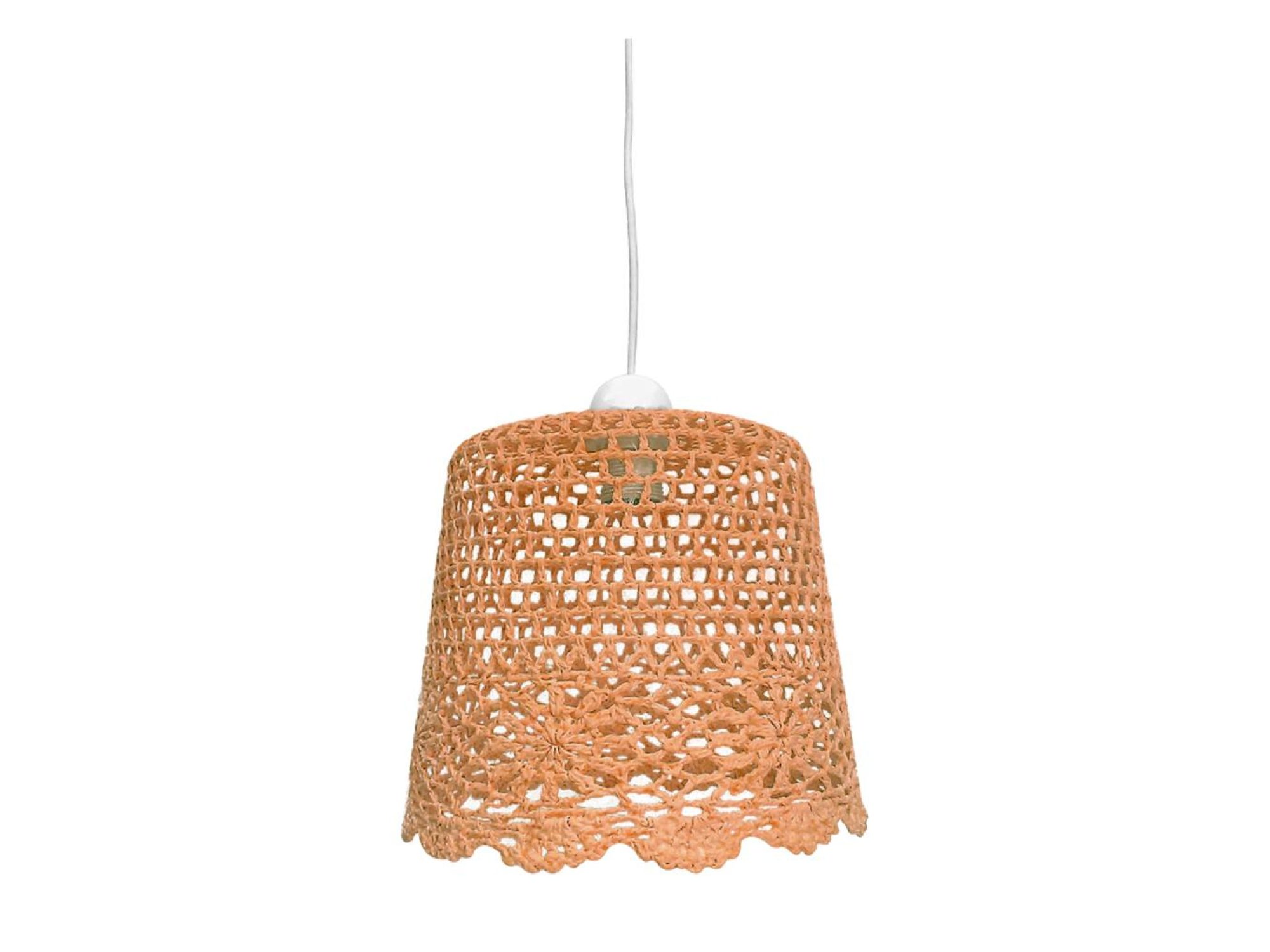 Pomarańczowa lampa wisząca Zenaseta z plecionym ażurowym abażurem