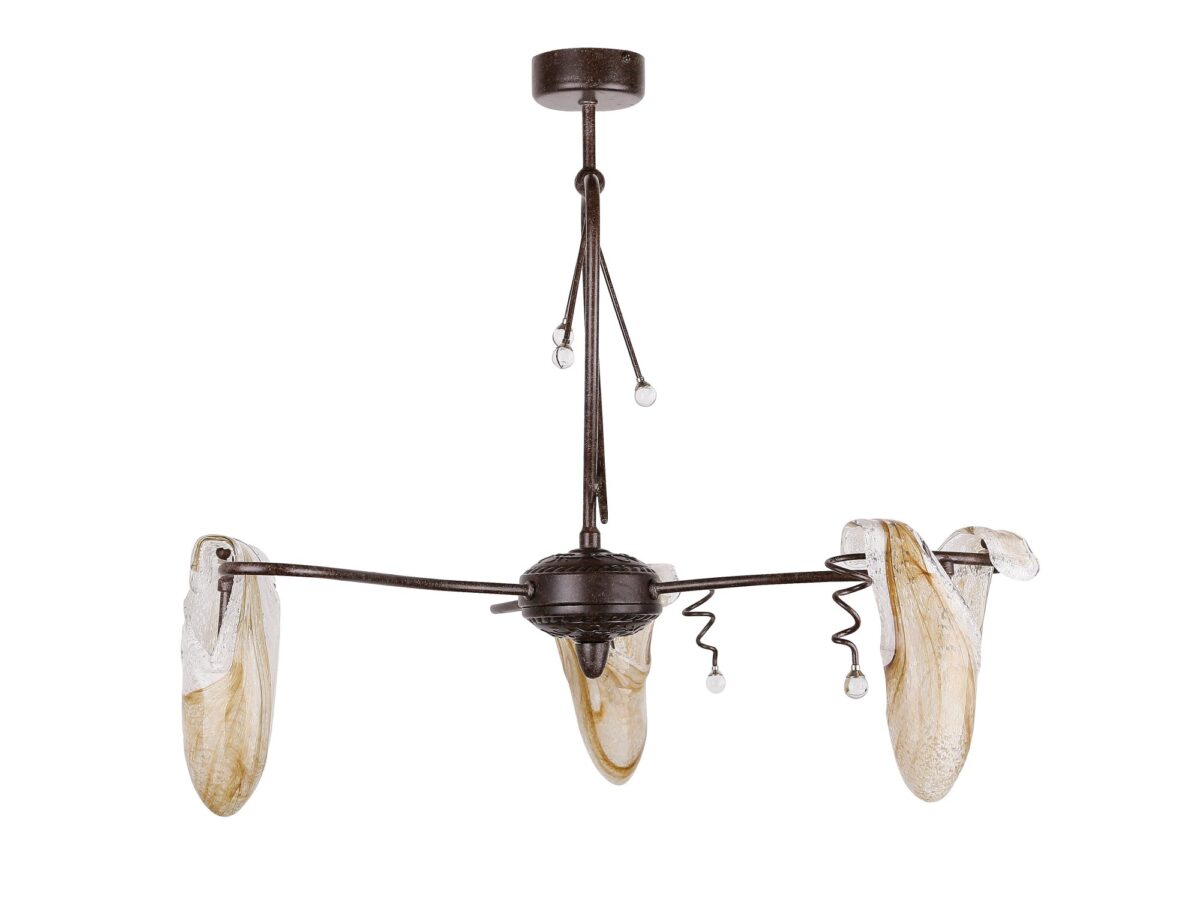 Lampa wisząca Zenava 3-punktowa ze szklanymi kloszami, patyna