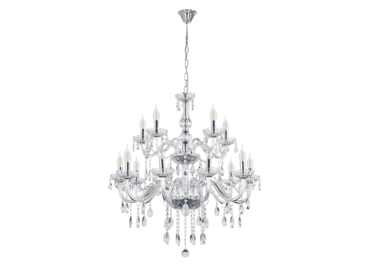 Lampa wisząca Zenetira 15-punktowa 78 cm chrom i szkło