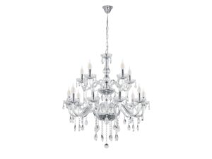 Miniaturka 3 - Lampa wisząca Zenetira chromowana z piętnastoma punktami światła i przezroczystymi elementami szklanymi