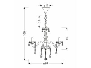 Miniaturka 2 - Lampa wisząca Zenetira ośmiopunktowa E14 rysunek wymiarowy
