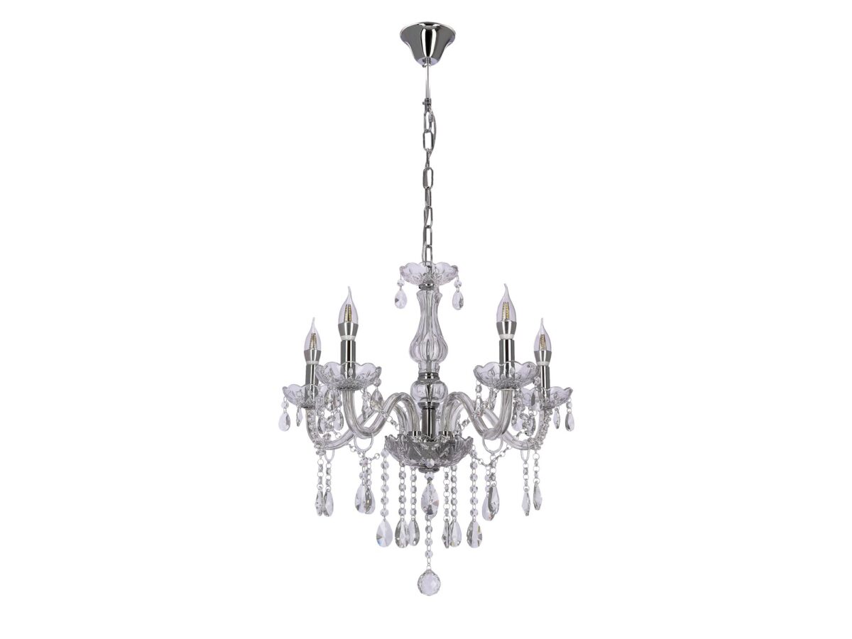 Lampa wisząca Zenetira chromowana 5-punktowa ze szkłem