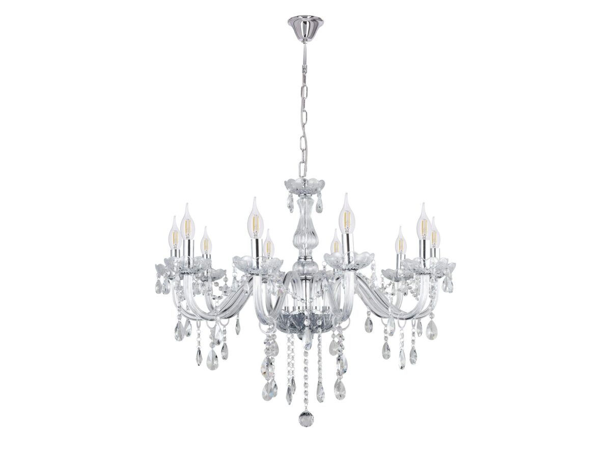 Lampa wisząca Zenetira 10 × E14 chrom szkło