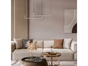 Miniaturka 3 - Lampa wisząca Zenideta w aranżacji jasnego salonu z beżową sofą