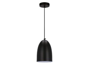 Miniaturka 3 - Czarna lampa wisząca Zenisino z podłużnym stalowym kloszem na białym tle