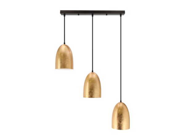 Lampa wisząca Zenisino złote klosze na czarnej listwie sufitowej