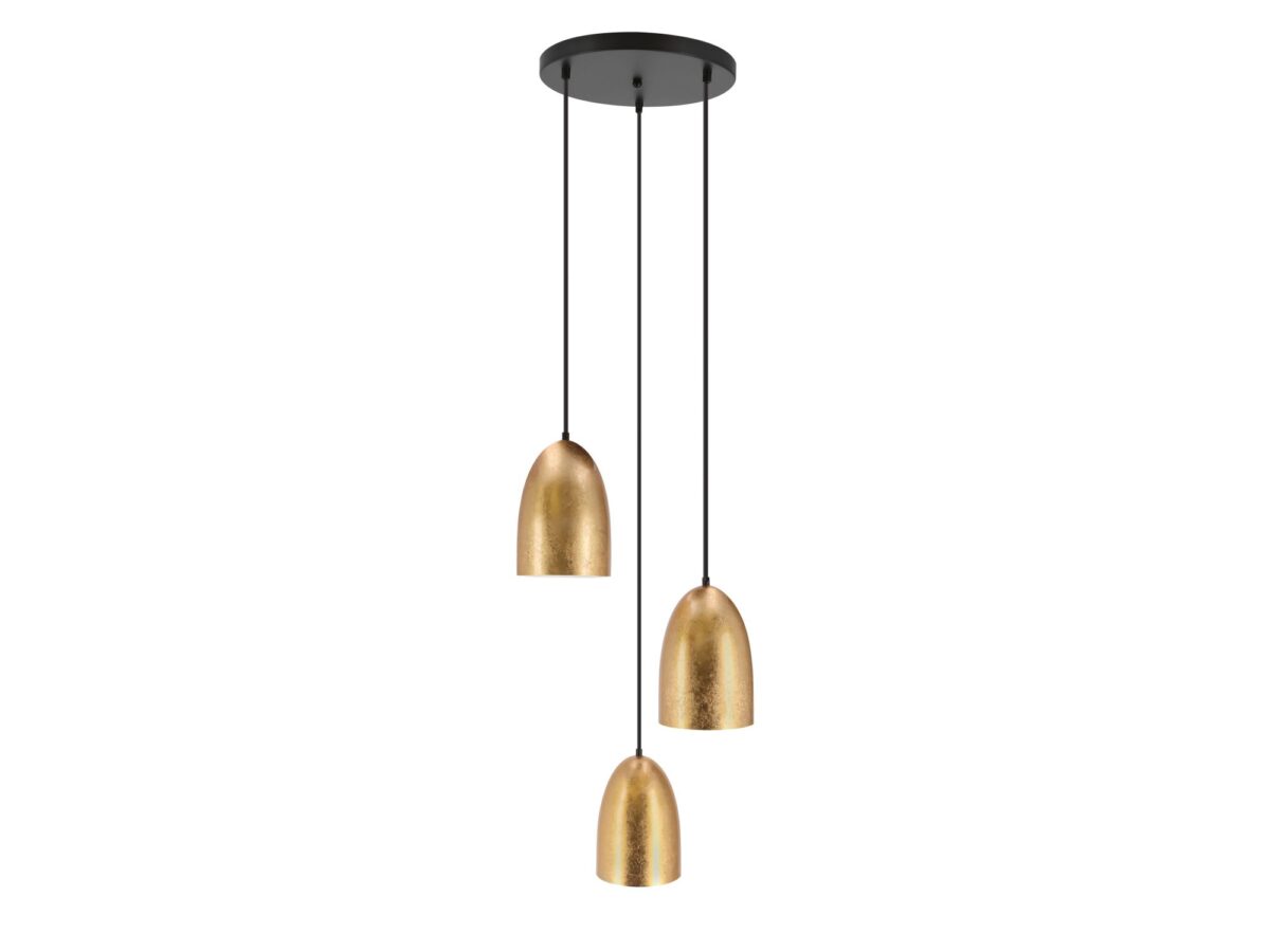 Lampa wisząca Zenisino 3 złote klosze z okrągłą rozetą
