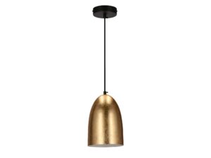 Miniaturka 1 - Lampa wisząca Zenisino ze złotym stalowym kloszem i czarnym zawieszeniem
