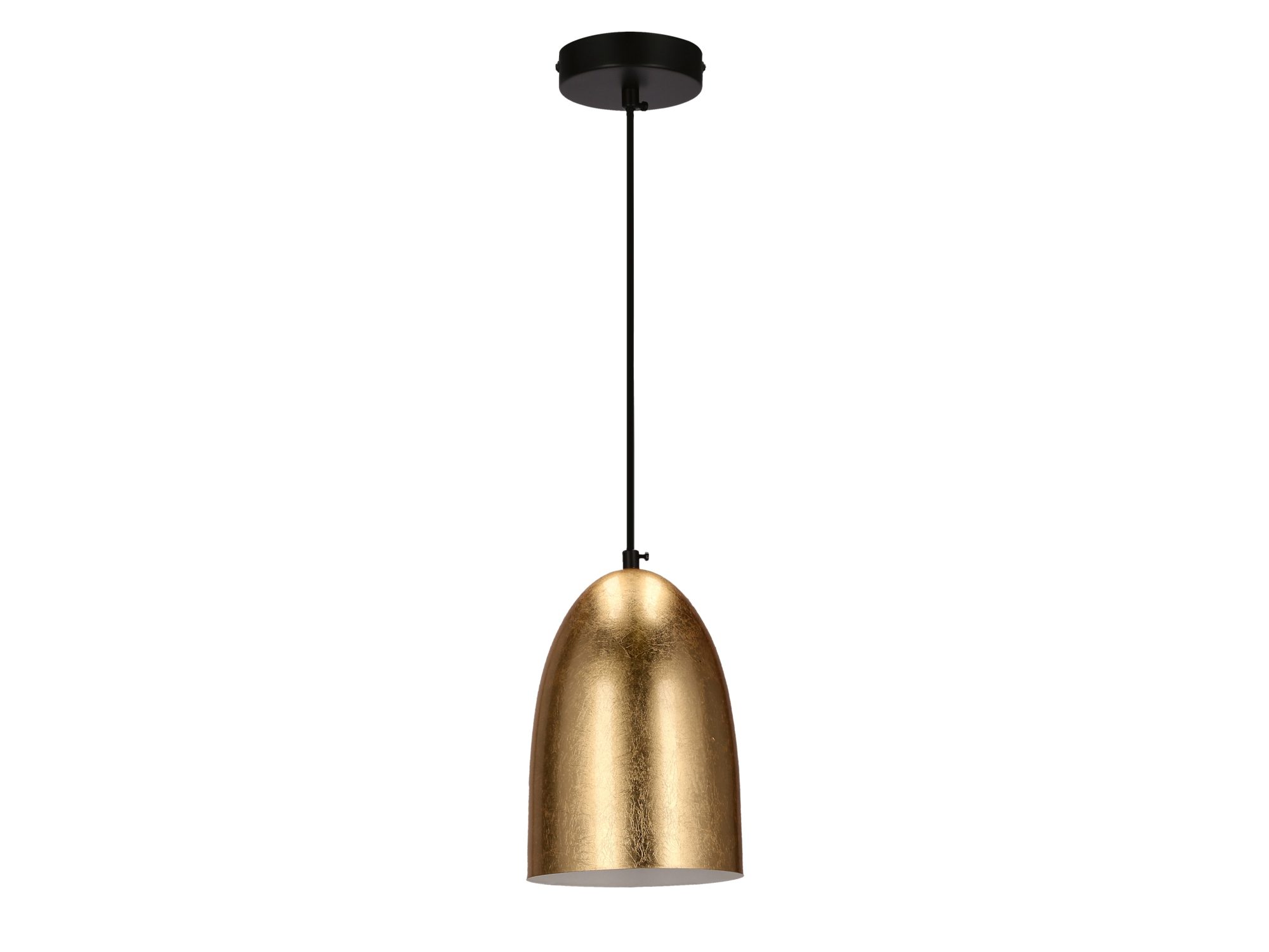 Lampa wisząca Zenisino ze złotym stalowym kloszem i czarnym zawieszeniem