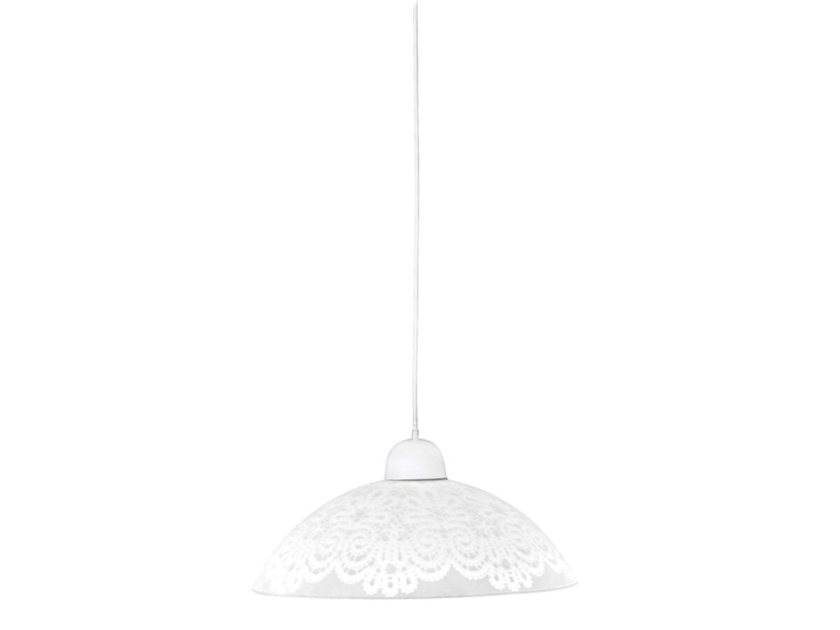 Lampa wisząca Zenomona 30 cm z koronkowym kloszem biała