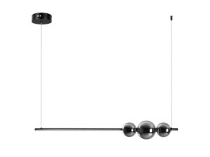 Miniaturka 4 - Lampa wisząca Zenoto 30 W czarna z dymionymi kulami – cała lampa na białym tle