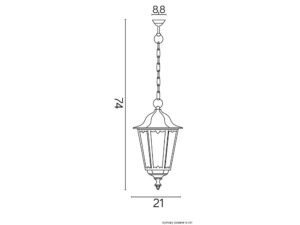 Miniaturka 1 - Lampa wisząca zewnętrzna RETRO MIDI K 1018/1/M – wysokość 74 cm i średnica 21 cm