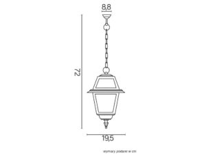 Miniaturka 5 - Lampa wisząca zewnętrzna WITRAŻ K 1018/1/N – rysunek wymiarowy