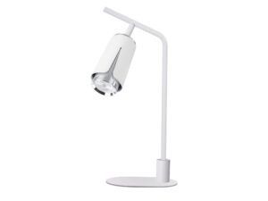 Miniaturka 1 - Biało-chromowana lampa biurkowa Oraleta GU10 na białym tle w pełnym kadrze
