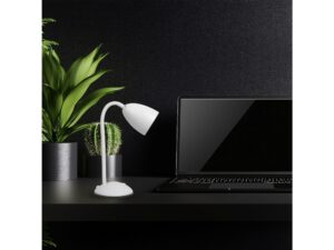 Miniaturka 4 - Lampka Talorona biała na ciemnym biurku obok laptopa