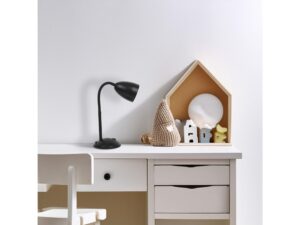 Miniaturka 2 - Lampka Talorona czarna na białym biurku w jasnym pokoju