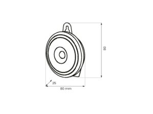 Miniaturka 6 - Rysunek wymiarowy lampki LED Ø8 cm z czujnikiem ruchu, głębokość 2,5 cm