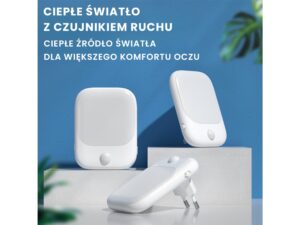 Miniaturka 3 - Lampka nocna 2700 K z czujnikiem ruchu w trzech ujęciach