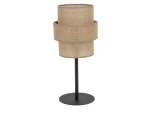 Miniaturka 7 - Lampka nocna Calisto z podwójnym jutowym abażurem i czarną metalową podstawą