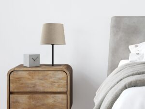 Miniaturka 1 - Lampka nocna Chicago w aranżacji z abażurem z naturalnego lnu