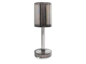 Miniaturka 5 - Dymiona lampka nocna Galiveta z cylindrycznym żłobionym kloszem na białym tle