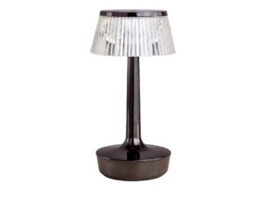 Miniaturka 5 - Czarna lampka nocna Galiveta LED ze żłobionym przezroczystym kloszem na białym tle