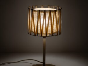 Miniaturka 3 - Lampka nocna Harmony z jutą w piaskowym beżu w aranżacji wnętrza