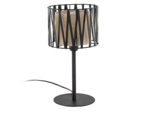Miniaturka 4 - Lampka nocna Harmony Nature z czarnym metalowym koszem i ciemnobrązowym jutowym abażurem