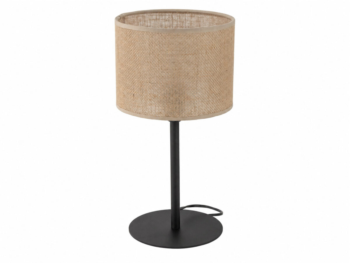 Lampka nocna Juta E27 z naturalnym jutowym kloszem