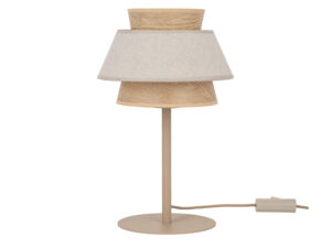 Miniaturka 4 - Lampka nocna Kalum z jasnym lnianym abażurem na białym tle