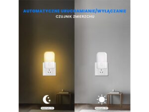 Miniaturka 3 - Wtykowa lampka nocna LED w przykładowym oświetleniu wnętrza