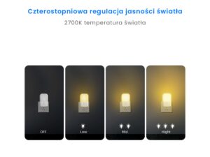 Miniaturka 4 - Biała lampka nocna LED z czujnikiem zmierzchu, zbliżenie obudowy