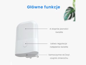 Miniaturka 2 - Lampka nocna LED do kontaktu, biała obudowa z tworzywa ABS widziana z boku