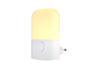 Miniaturka 1 - Biała lampka wtykowa LED 2700 K z czujnikiem zmierzchu, widok z przodu