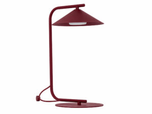 Miniaturka 6 - Lampka nocna Lume bordowa z metalowym kloszem na białym tle