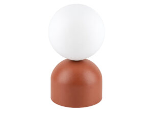 Miniaturka 2 - Lampka nocna Miki ceglasta z białym szklanym kloszem G9 na białym tle