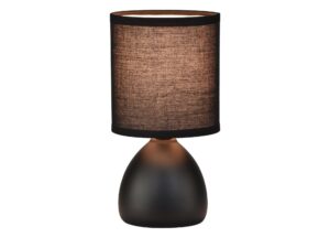 Miniaturka 1 - Lampka nocna Olesena czarna z ceramiczną podstawą i czarnym materiałowym abażurem na białym tle