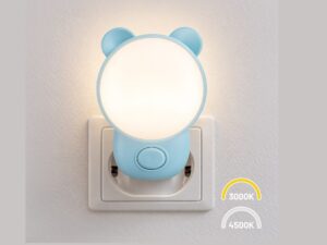 Miniaturka 2 - Niebieska lampka nocna LED świecąca w gniazdku, barwy 3000 i 4500 K