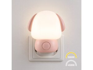 Miniaturka 1 - Lampka nocna piesek różowa świecąca w gniazdku światłem ciepłym