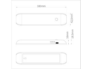 Miniaturka 6 - Schemat wymiarowy lampki podszafkowej LED 180 mm
