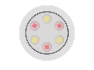 Miniaturka 7 - Okrągła biała lampka podszafkowa LED RGB z sześcioma diodami na białym tle