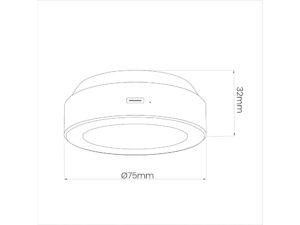 Miniaturka 6 - Lampka podszafkowa LED rysunek wymiarów średnica 75 mm i wysokość 32 mm