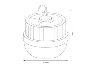 Miniaturka 4 - Schemat wymiarowy przenośnej lampki LED 10 cm średnicy i 8,3 cm wysokości
