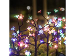 Miniaturka 3 - Dekoracyjne kwiatki LED RGB na gałązkach lampki solarnej ogrodowej