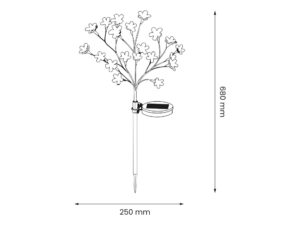 Miniaturka 4 - Rysunek wymiarowy lampki solarnej drzewko o wysokości 68 cm