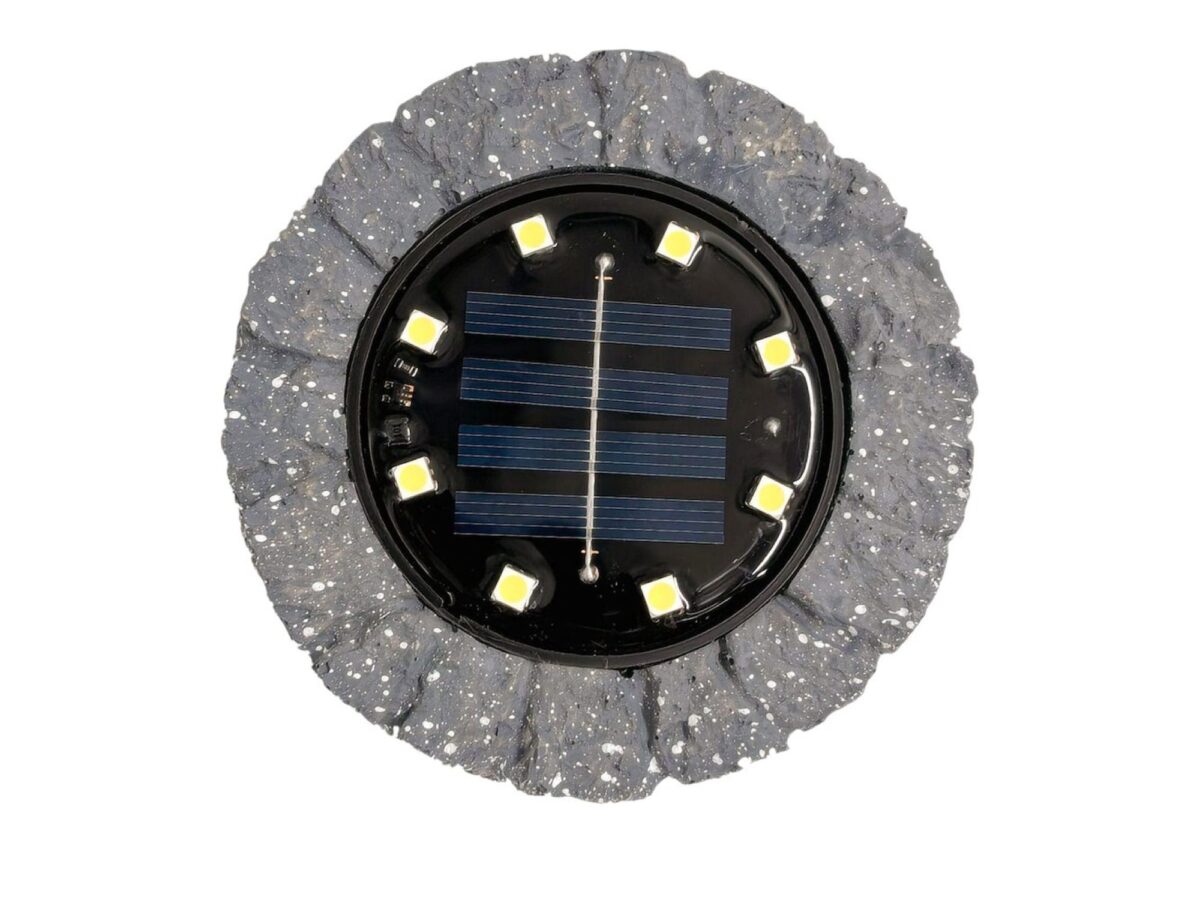 Lampka solarna ogrodowa LED w kształcie kamienia 3000 K IP44 szara